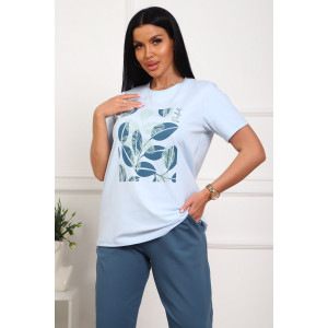 Костюм двойка женский №1102 кулирка-футер (р-ры: 46-54) голубой