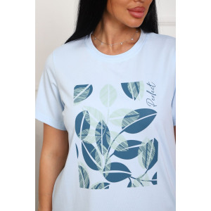 Костюм двойка женский №1102 кулирка-футер (р-ры: 46-54) голубой