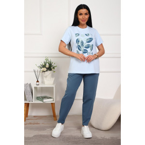 Костюм двойка женский №1102 кулирка-футер (р-ры: 46-54) голубой