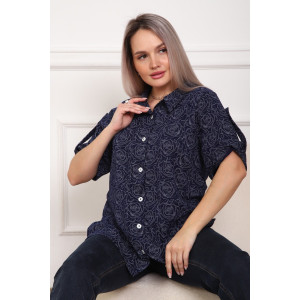 Рубашка женская №5005 кулирка (р-ры: 52-62) синяя роза Рубашка женская №5005 кулирка (р-ры: 52-62) синяя роза