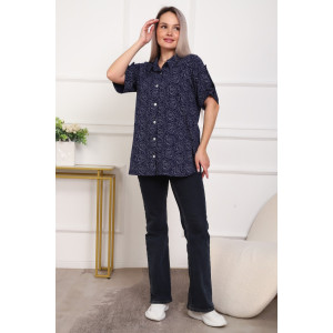 Рубашка женская №5005 кулирка (р-ры: 52-62) синяя роза Рубашка женская №5005 кулирка (р-ры: 52-62) синяя роза