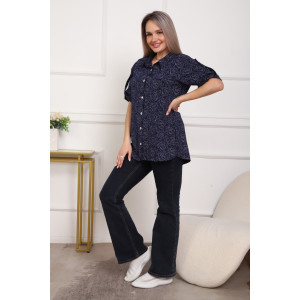 Рубашка женская №5005 кулирка (р-ры: 52-62) синяя роза Рубашка женская №5005 кулирка (р-ры: 52-62) синяя роза
