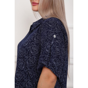 Рубашка женская №5005 кулирка (р-ры: 52-62) синяя роза Рубашка женская №5005 кулирка (р-ры: 52-62) синяя роза