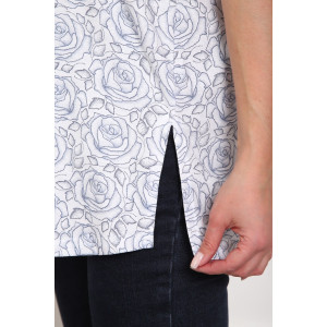 Рубашка женская №5005 кулирка (р-ры: 52-62) белый розы Рубашка женская №5005 кулирка (р-ры: 52-62) белый розы