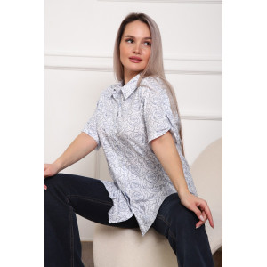 Рубашка женская №5005 кулирка (р-ры: 52-62) белый розы Рубашка женская №5005 кулирка (р-ры: 52-62) белый розы
