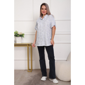 Рубашка женская №5005 кулирка (р-ры: 52-62) белый розы Рубашка женская №5005 кулирка (р-ры: 52-62) белый розы