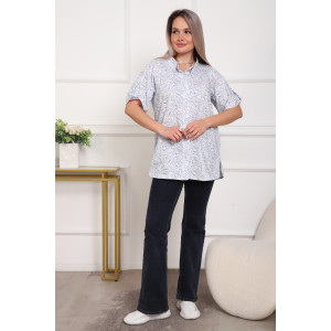 Рубашка женская №5005 кулирка (р-ры: 52-62) белый розы Рубашка женская №5005 кулирка (р-ры: 52-62) белый розы