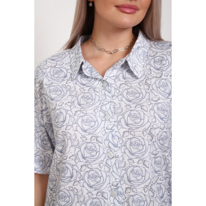 Рубашка женская №5005 кулирка (р-ры: 52-62) белый розы Рубашка женская №5005 кулирка (р-ры: 52-62) белый розы