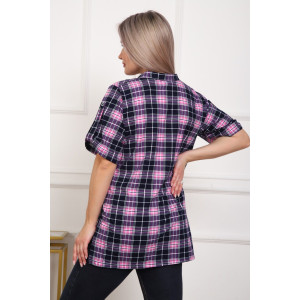 Туника женская №5004 кулирка (р-ры: 50-64) розовый-клетка