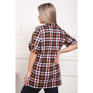 Туника женская №5004 кулирка (р-ры: 50-64) оранжевая клетка