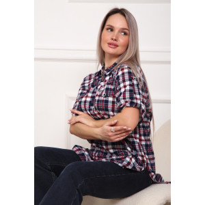 Туника женская №5004 кулирка (р-ры: 50-64) клетка синяя