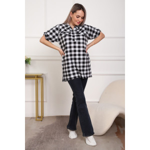 Туника женская №5004 кулирка (р-ры: 50-64) черный-клетка