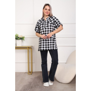 Туника женская №5004 кулирка (р-ры: 50-64) черный-клетка