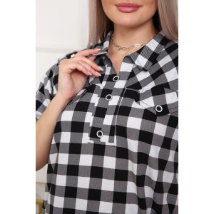 Туника женская №5004 кулирка (р-ры: 50-64) черный-клетка