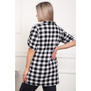 Туника женская №5004 кулирка (р-ры: 50-64) черный-клетка