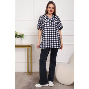 Туника женская №5004 кулирка (р-ры: 50-64) черный-клетка
