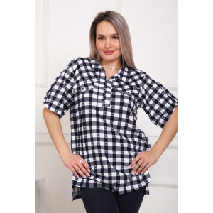 Туника женская №5004 кулирка (р-ры: 50-64) черный-клетка