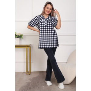 Туника женская №5004 кулирка (р-ры: 50-64) черный-клетка