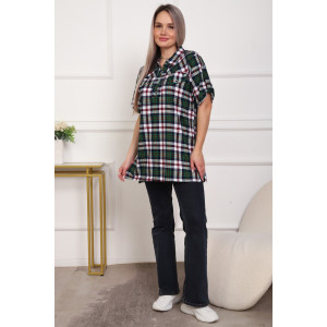 Туника женская №5004 кулирка (р-ры: 50-64) зеленый-клетка