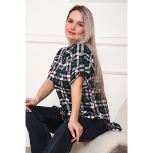 Туника женская №5004 кулирка (р-ры: 50-64) зеленый-клетка