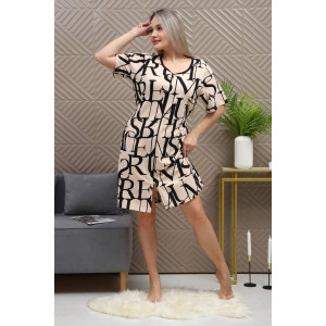 Халат женский №5003 кулирка (р-ры: 44-54) буквы на черном Халат женский №5003 кулирка (р-ры: 44-54) буквы на черном