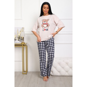 Пижама женская №5002 кулирка (р-ры: 44-56) черно-белый