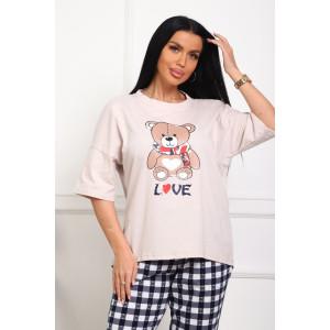 Пижама женская №5002 кулирка (р-ры: 44-56) черно-белый