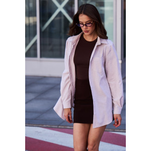 Рубашка женская №058834 полулён-поплин (р-ры: 42-56) бежевый