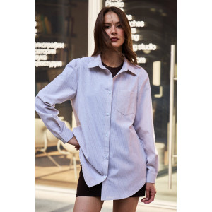 Рубашка женская №058834 полулён-поплин (р-ры: 42-56) бежевый