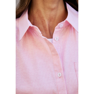 Рубашка женская №058834 полулён-поплин (р-ры: 42-56) розовый