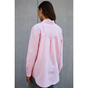 Рубашка женская №058834 полулён-поплин (р-ры: 42-56) розовый