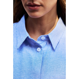 Рубашка женская №058834 полулён-поплин (р-ры: 42-56) синий