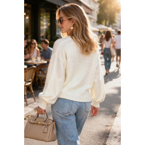 Джемпер женский №2701 "Eco Cashmere Beige" эко-кашемир (р-ры: 42-50) молочный