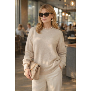 Джемпер женский №2701 "Eco Cashmere Beige" эко-кашемир (р-ры: 42-50) светло-бежевый