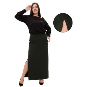 Юбка женская Ю10 футер с лайкрой (последний размер) темный хаки 54