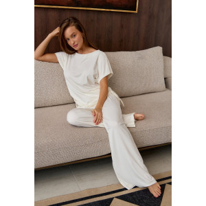 Костюм двойка женский "Завязка" вискоза (р-ры: 40-50) молочный