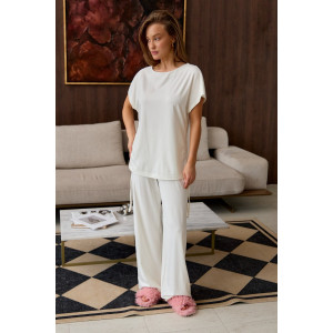 Костюм двойка женский "Завязка" вискоза (р-ры: 40-50) молочный