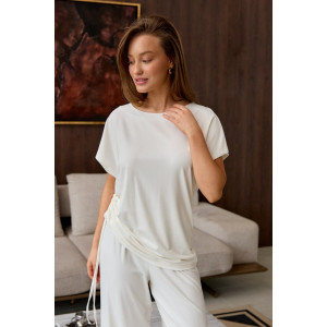 Костюм двойка женский "Завязка" вискоза (р-ры: 40-50) молочный