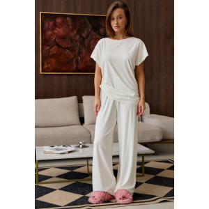 Костюм двойка женский "Завязка" вискоза (р-ры: 40-50) молочный