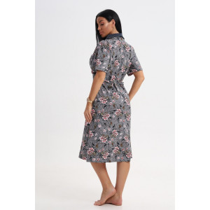 Халат женский 067 кулирка (последний размер) красный-серый-огурцы 60-62