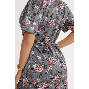 Халат женский 067 кулирка (последний размер) красный-серый-огурцы 60-62