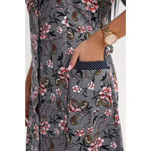 Халат женский 067 кулирка (последний размер) красный-серый-огурцы 60-62