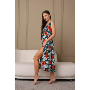 Сарафан женский 576 кулирка (последний размер) темно-синий-зеленый-ромашка 52-54