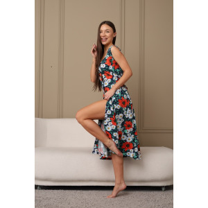 Сарафан женский 576 кулирка (последний размер) темно-синий-зеленый-ромашка 52-54