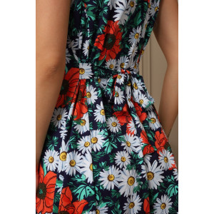 Сарафан женский 576 кулирка (последний размер) темно-синий-зеленый-ромашка 52-54