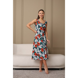 Сарафан женский 576 кулирка (последний размер) темно-синий-зеленый-ромашка 52-54