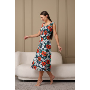Сарафан женский 576 кулирка (последний размер) темно-синий-зеленый-ромашка 52-54