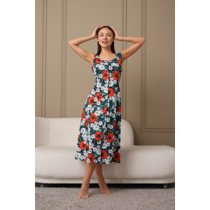 Сарафан женский 576 кулирка (последний размер) темно-синий-зеленый-ромашка 52-54