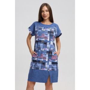 Туника женская 526 кулирка (последний размер) синий-розовый-кубик 60-62 Туника женская 526 кулирка (последний размер) синий-розовый-кубик 60-62