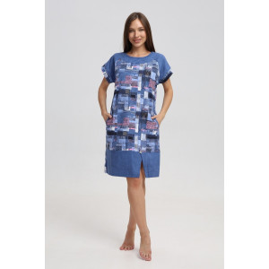 Туника женская 526 кулирка (последний размер) синий-розовый-кубик 60-62 Туника женская 526 кулирка (последний размер) синий-розовый-кубик 60-62